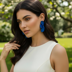 ATHENA COLLECTION - STATEMENT FLOWER EARRINGS - CZER950 SAPPHIRE BLUE