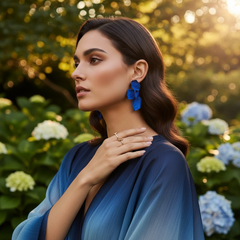ATHENA COLLECTION - STATEMENT FLOWER EARRINGS - CZER950 SAPPHIRE BLUE