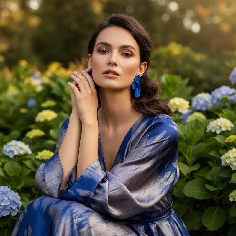 ATHENA COLLECTION - STATEMENT FLOWER EARRINGS - CZER950 SAPPHIRE BLUE