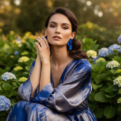 ATHENA COLLECTION - STATEMENT FLOWER EARRINGS - CZER950 SAPPHIRE BLUE