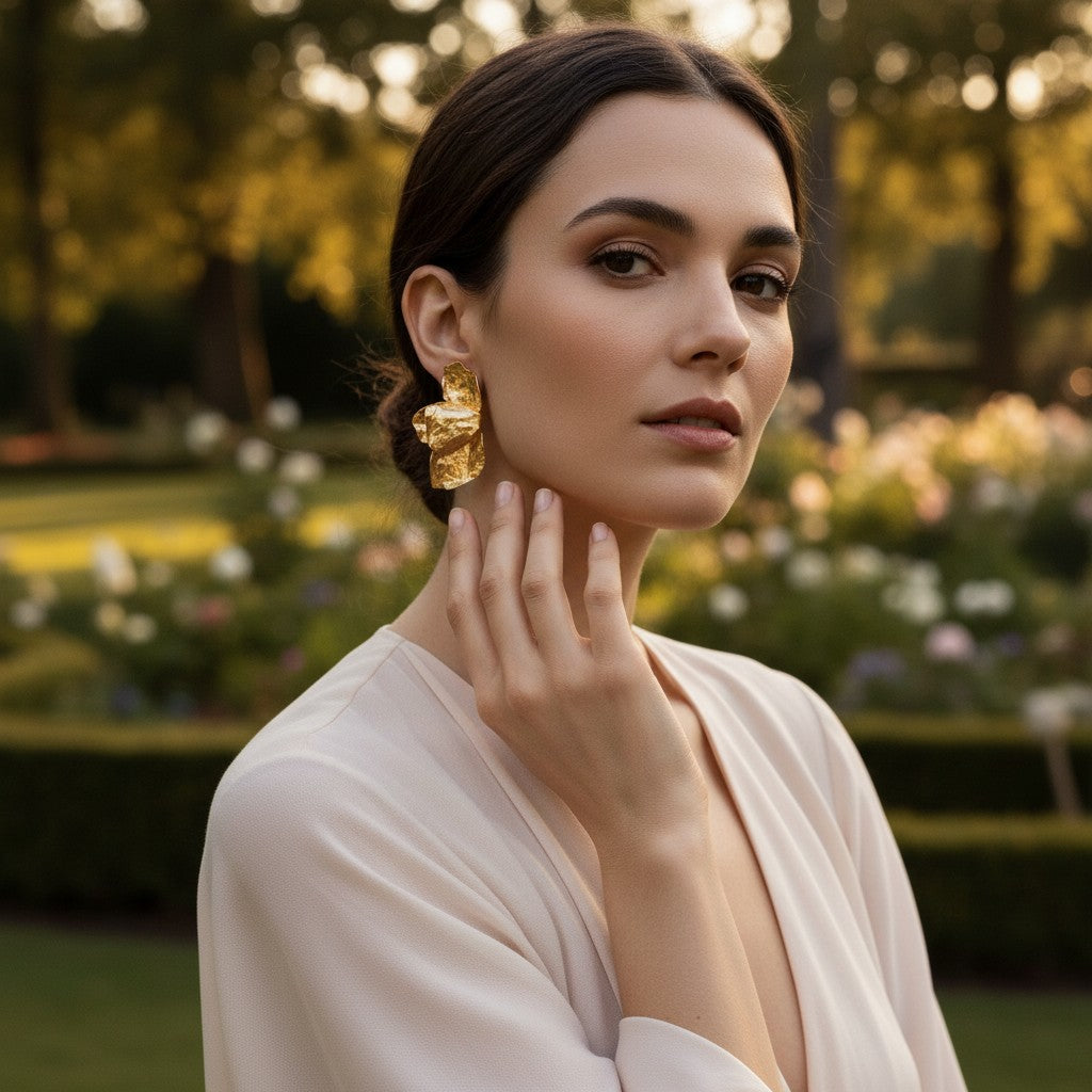 ATHENA COLLECTION - STATEMENT FLOWER EARRINGS - CZER950 GOLD