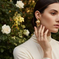 ATHENA COLLECTION - STATEMENT FLOWER EARRINGS - CZER950 GOLD