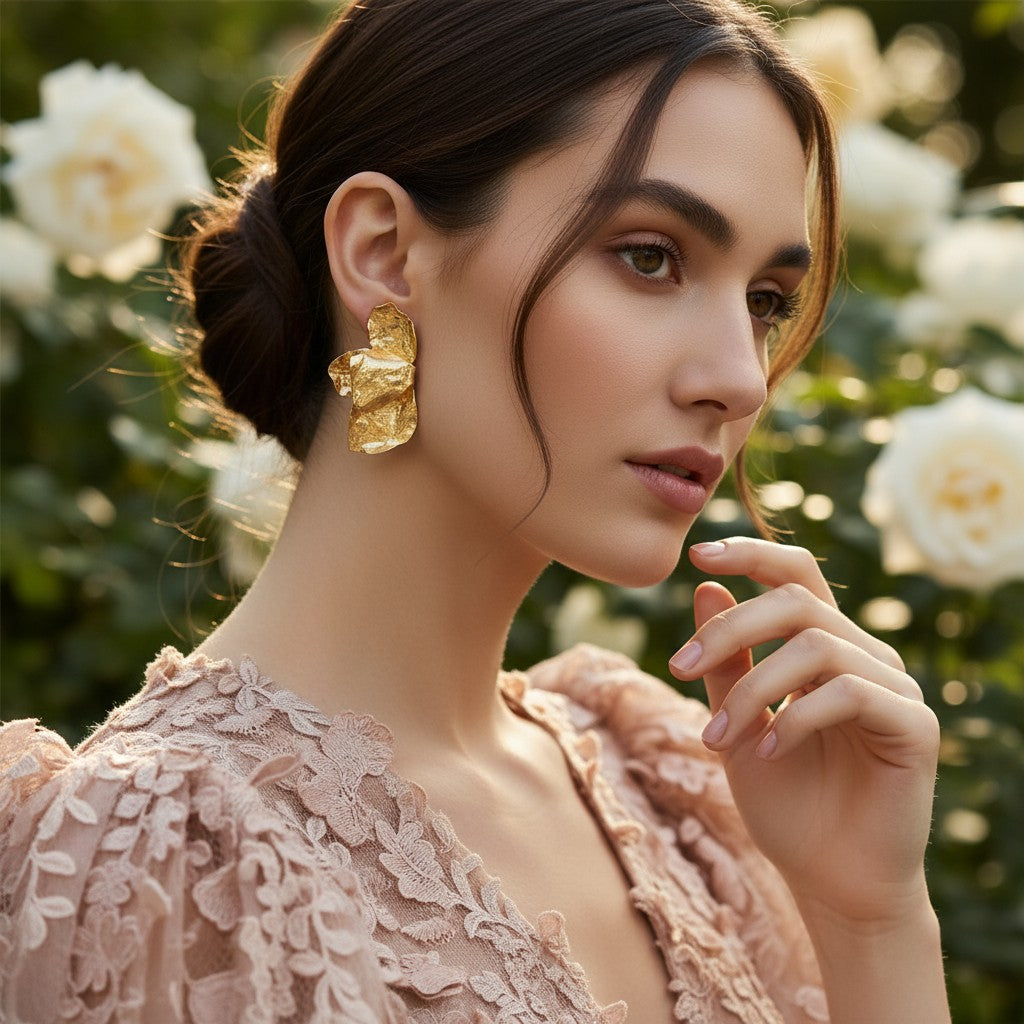 ATHENA COLLECTION - STATEMENT FLOWER EARRINGS - CZER950 GOLD