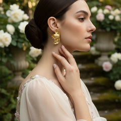 ATHENA COLLECTION - STATEMENT FLOWER EARRINGS - CZER950 GOLD