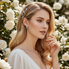 CUBIC ZIRCONIA COLLECTION - DAINTY CRYSTAL EARRING - CZER953 SILVER