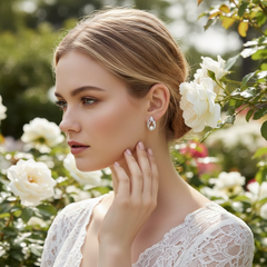 CUBIC ZIRCONIA COLLECTION - DAINTY CRYSTAL EARRING - CZER953 SILVER