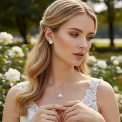 CUBIC ZIRCONIA COLLECTION - FRESHWATER PEARL NECKLACE SET - 925 -SILVER CZNK297