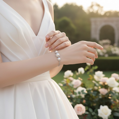 CUBIC ZIRCONIA COLLECTION - FRESHWATER PEARL BRACELET -925 SILVER