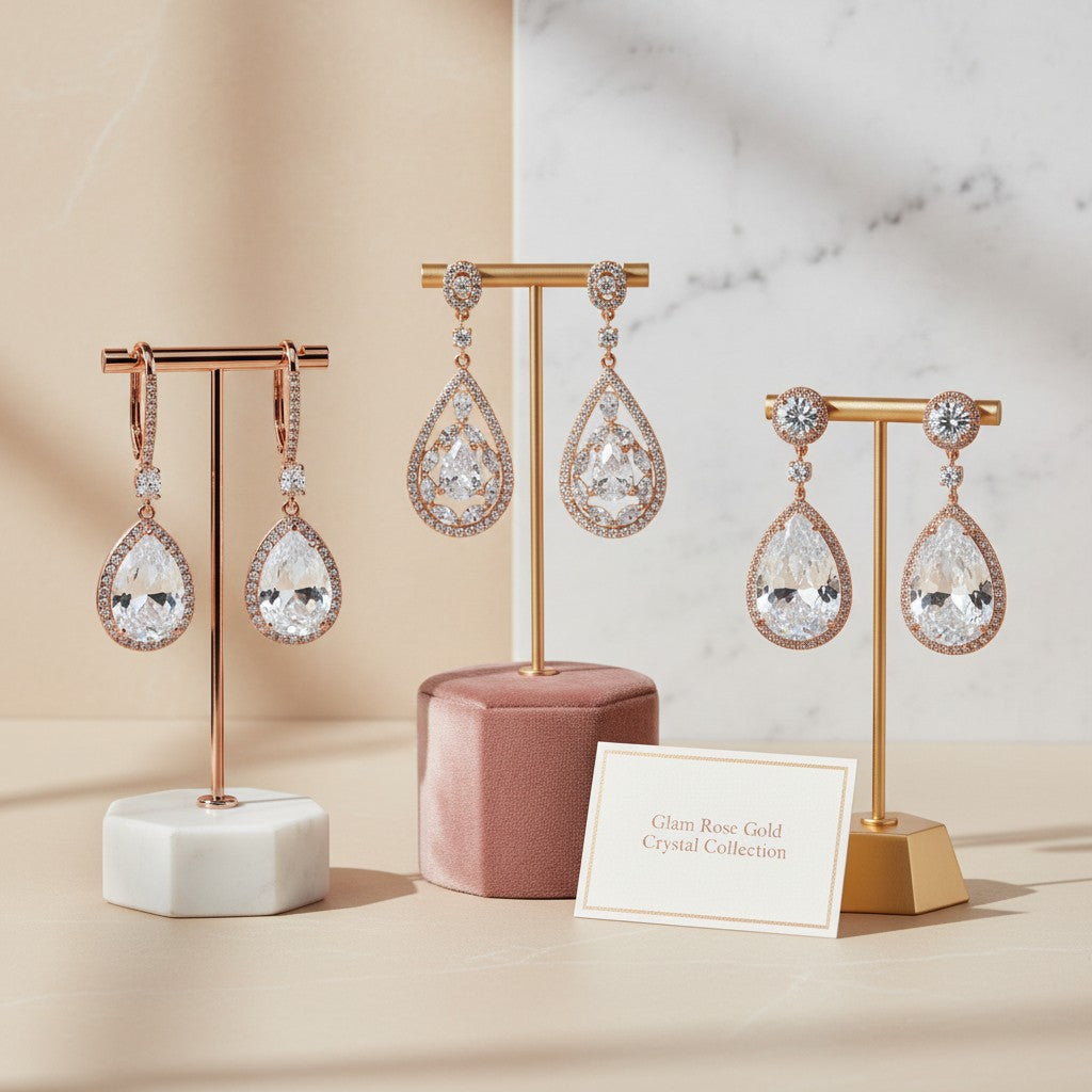 CUBIC ZIRCONIA COLLECTION -GLAM CRYSTAL ROSE GOLD COLLECTION - RG