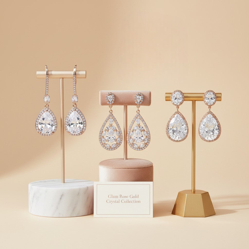 CUBIC ZIRCONIA COLLECTION -GLAM CRYSTAL ROSE GOLD COLLECTION - RG