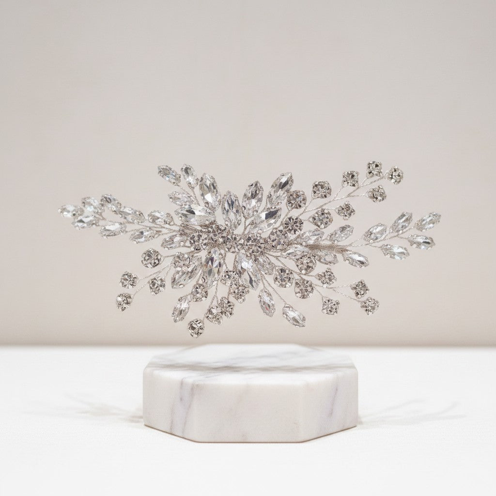 ATHENA COLLECTION - CRYSTAL BURST HAIR CLIP - CLIP 781 SILVER