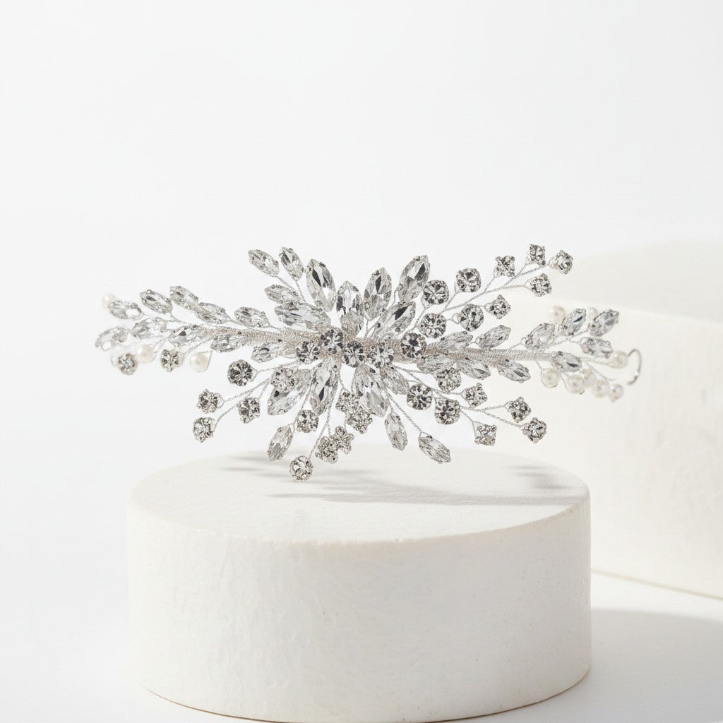 ATHENA COLLECTION - CRYSTAL BURST HAIR CLIP - CLIP 781 SILVER