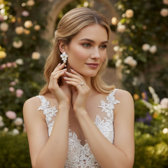 ATHENA COLLECTION - GLAM FLOWER DROP EARRINGS - CZER954