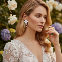 ATHENA COLLECTION - GLAM FLOWER DROP EARRINGS - CZER954