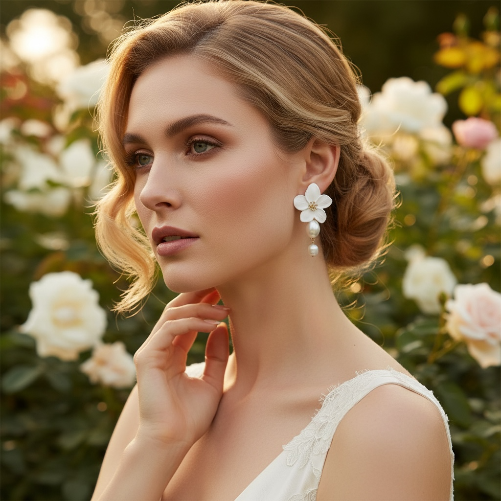 ATHENA COLLECTION - GLAM FLOWER DROP EARRINGS - CZER954