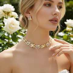 ATHENA COLLECTION - ENCHANTED GOLD NECKLACE SET - CZNK299 GOLD