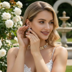 ATHENA COLLECTION - ENCHANTED GOLD NECKLACE SET - CZNK299 GOLD