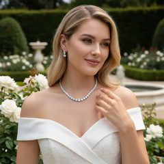 CUBIC ZIRCONIA COLLECTION - PRETTY CHIC NECKLACE SET - CZNK300 SILVER