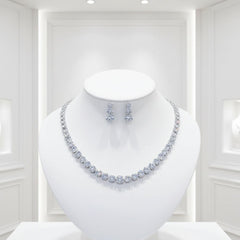 CUBIC ZIRCONIA COLLECTION - PRETTY CHIC NECKLACE SET - CZNK300 SILVER