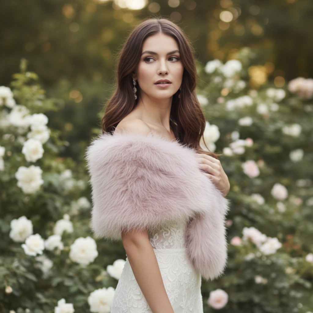 Marabou Feather Wrap - LIGHT ROSE (SG5)