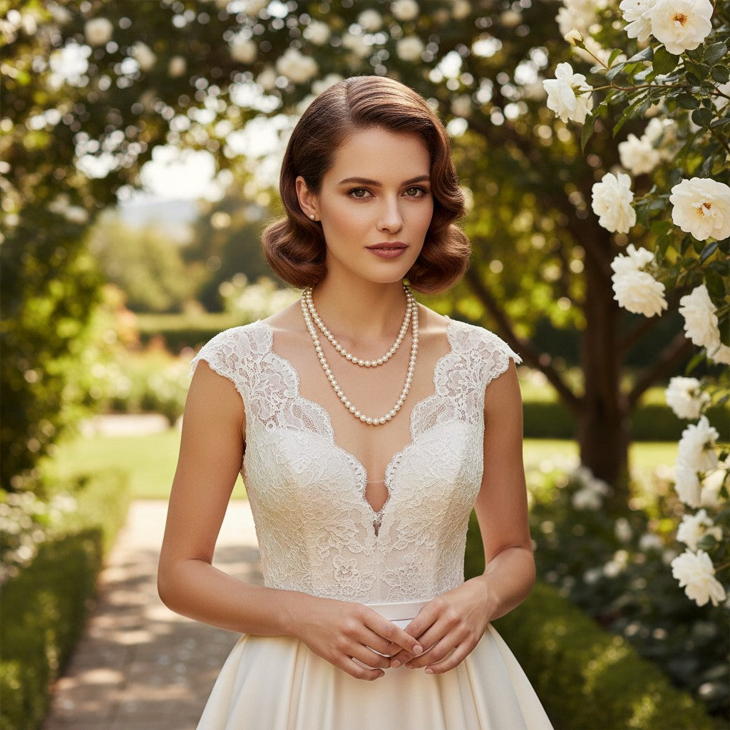 ATHENA COLLECTION - COUTURE DOUBLE ROW PEARL NECKLACE - CNK303 SILVER