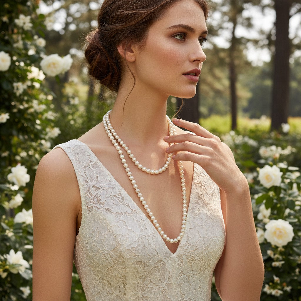 ATHENA COLLECTION - COUTURE DOUBLE ROW PEARL NECKLACE - CNK303 SILVER