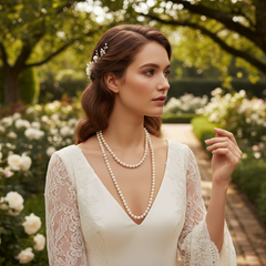 ATHENA COLLECTION - COUTURE DOUBLE ROW PEARL NECKLACE - CNK303 SILVER