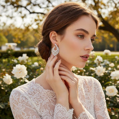 CUBIC ZIRCONIA COLLECTION - GLAM STARLET EARRINGS - SILVER CZER956