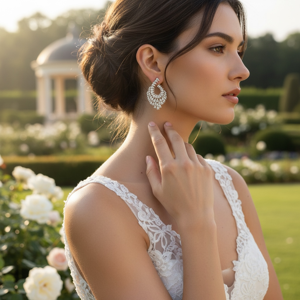 CUBIC ZIRCONIA COLLECTION - GLAM STARLET EARRINGS - SILVER CZER956