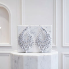 CUBIC ZIRCONIA COLLECTION - GLAM STARLET EARRINGS - SILVER CZER956