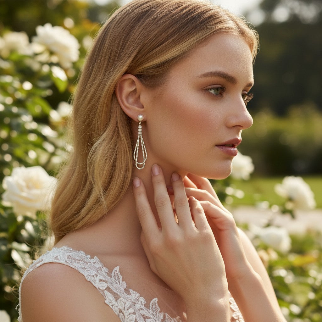CUBIC ZIRCONIA COLLECTION - DAINTY DIVA EARRINGS - CZER958 GOLD