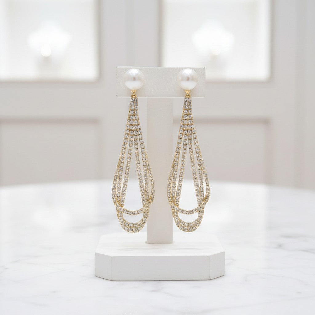 CUBIC ZIRCONIA COLLECTION - DAINTY DIVA EARRINGS - CZER958 GOLD