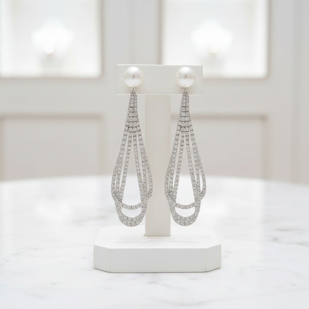 CUBIC ZIRCONIA COLLECTION - DAINTY DIVA EARRINGS - CZER958 SILVER