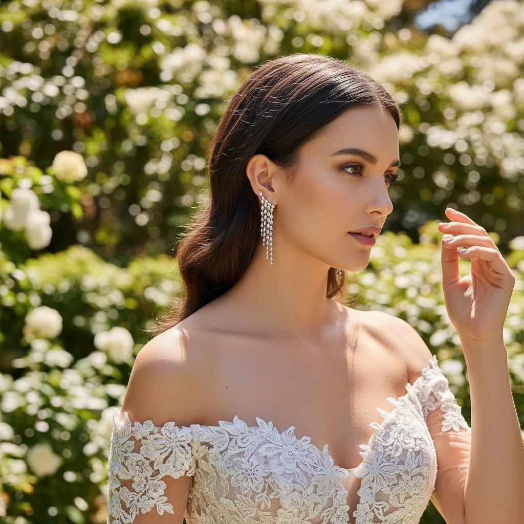 CUBIC ZIRCONIA COLLECTION - RADIANCE CASCADE EARRINGS - CZER959