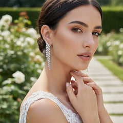 CUBIC ZIRCONIA COLLECTION - RADIANCE CASCADE EARRINGS - CZER959