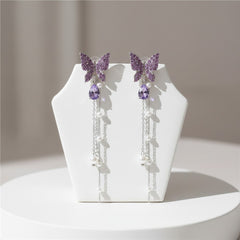 CUBIC ZIRCONIA COLLECTION - CRYSTALLURE BUTTERFLY EARRINGS - AMETHYST - CZER962