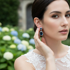 CUBIC ZIRCONIA COLLECTION - STARLET DROP EARRINGS - CZER963 BLUE