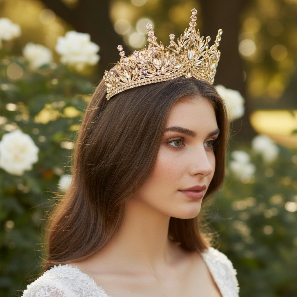 ATHENA COLLECTION - CELESTE SPARKLE TIARA - AHB240 CHAMPAGNE