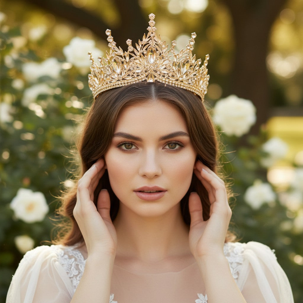 ATHENA COLLECTION - CELESTE SPARKLE TIARA - AHB240 CHAMPAGNE