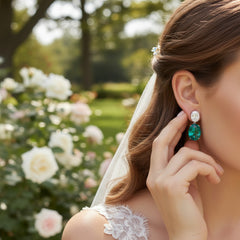CUBIC ZIRCONIA COLLECTION - DAINTY CRYSTAL DROP EARRINGS -CZER916