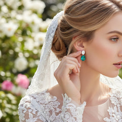 CUBIC ZIRCONIA COLLECTION - DAINTY CRYSTAL DROP EARRINGS -CZER916
