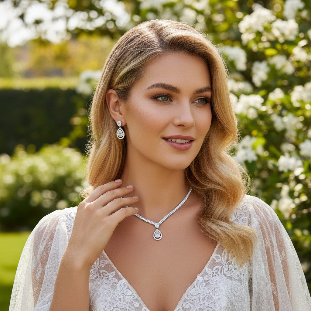 CUBIC ZIRCONIA COLLECTION - GITZY STARLET GRM NECKLACE SET - CZNK304