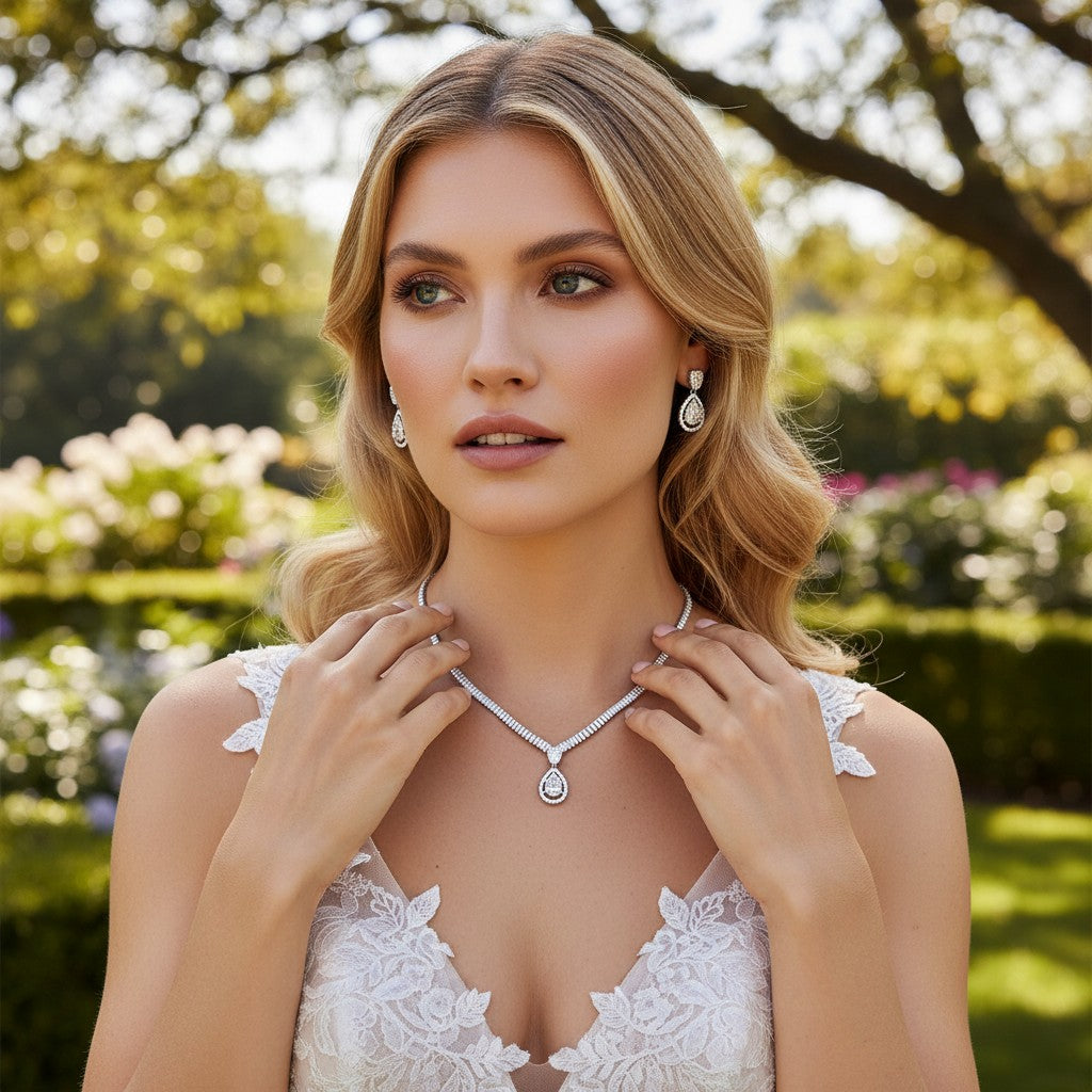CUBIC ZIRCONIA COLLECTION - GITZY STARLET GRM NECKLACE SET - CZNK304