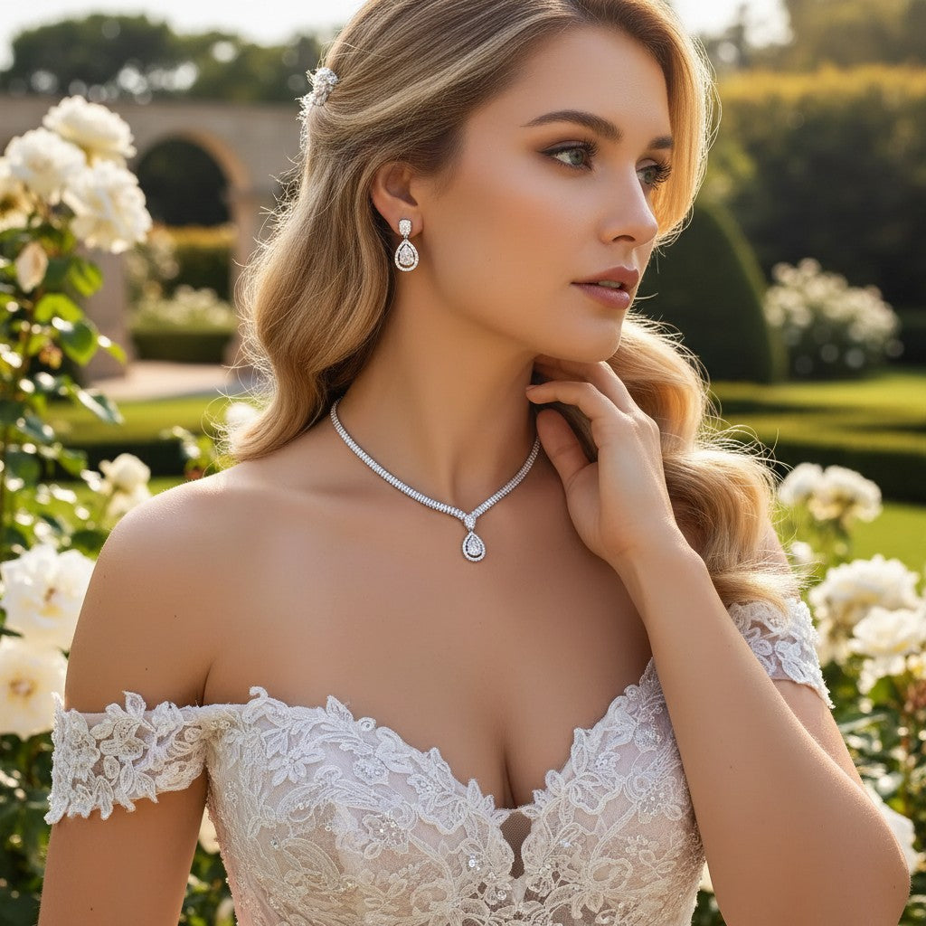 CUBIC ZIRCONIA COLLECTION - GITZY STARLET GRM NECKLACE SET - CZNK304