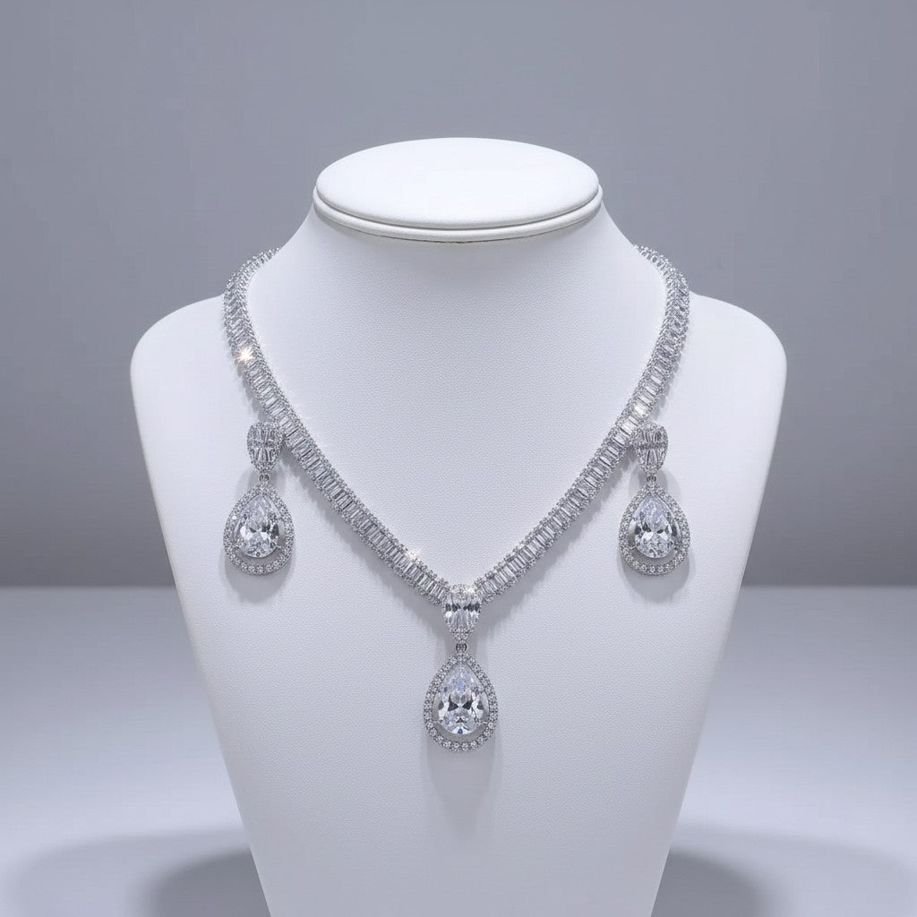 CUBIC ZIRCONIA COLLECTION - GITZY STARLET GRM NECKLACE SET - CZNK304