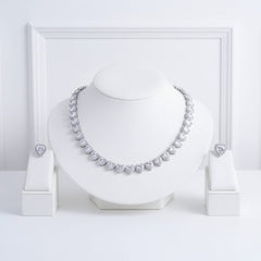 CUBIC ZIRCONIA COLLECTION - CHIC HEART NECKLACE SET - CZNK298 SILVER