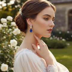 CUBIC ZIRCONIA COLLECTION - STARLET CHIC EARRINGS - CZER368 SAPPHIRE