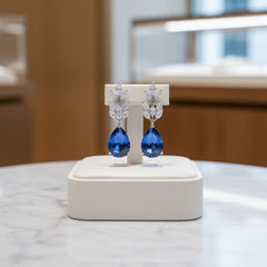 CUBIC ZIRCONIA COLLECTION - STARLET CHIC EARRINGS - CZER368 SAPPHIRE