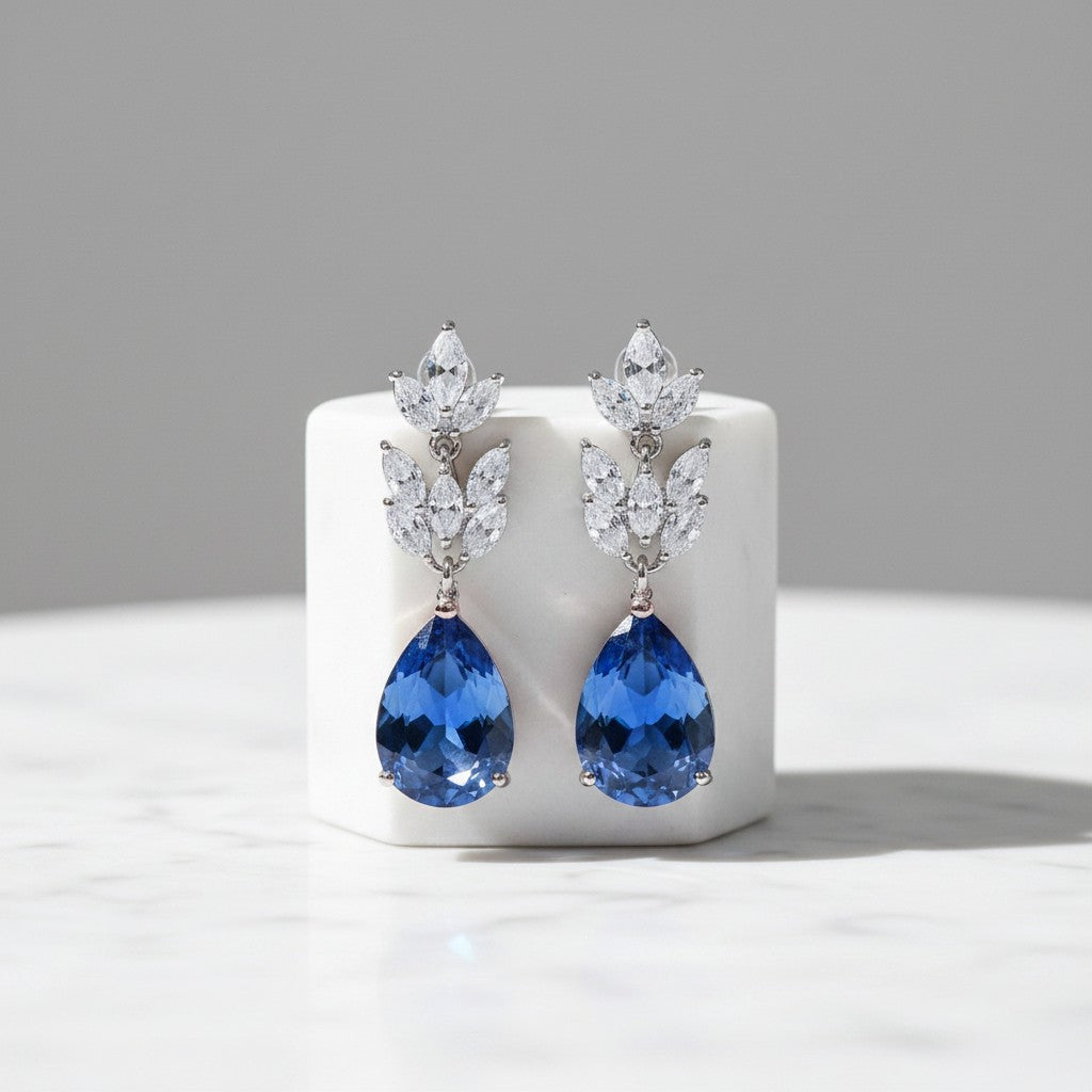 CUBIC ZIRCONIA COLLECTION - STARLET CHIC EARRINGS - CZER368 SAPPHIRE