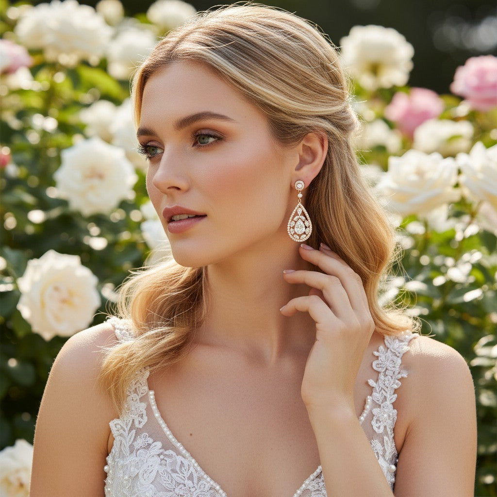 CUBIC ZIRCONIA COLLECTION (ROSE GOLD)- EARRINGS - (ER309)